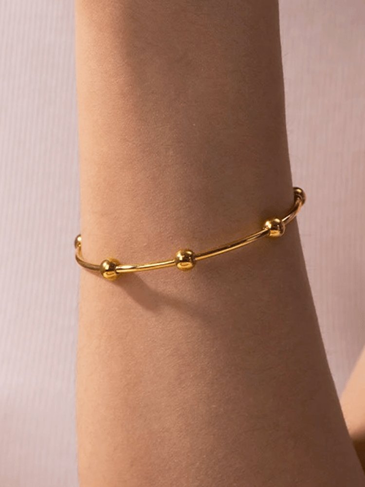 Bracelet jonc or avec perles élégant soleil