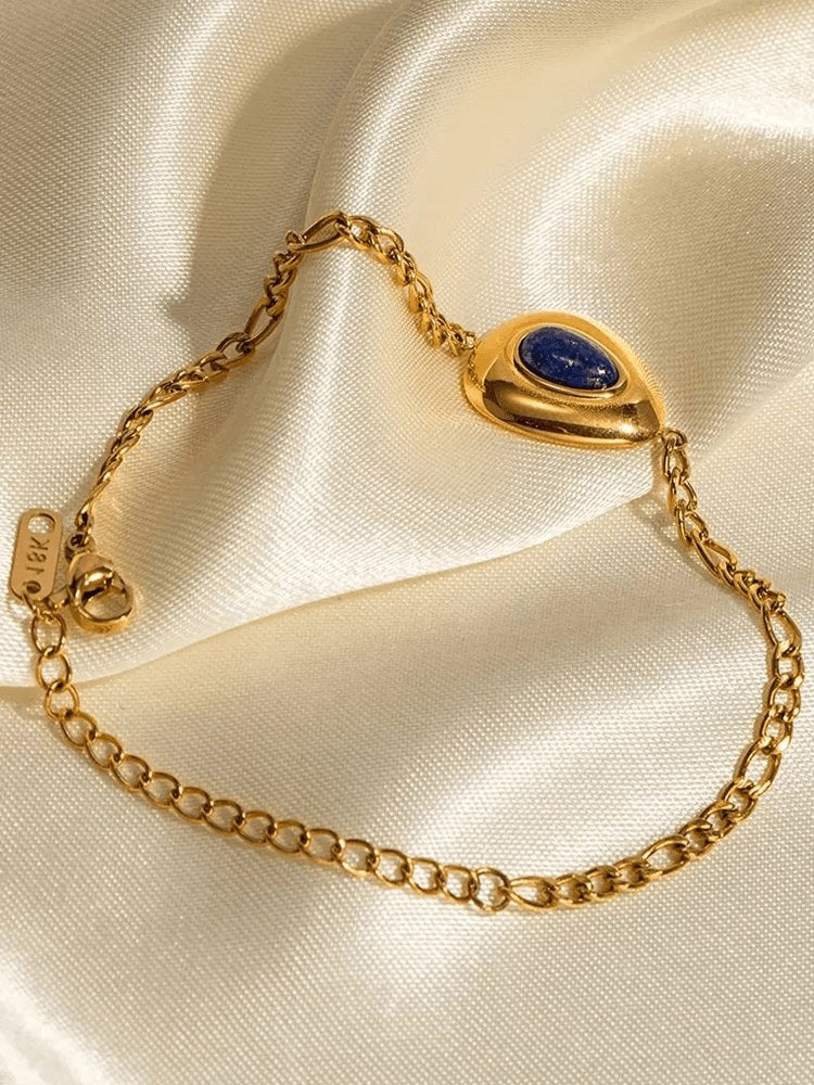 Bracelet lapis lazuli plaqué or vue d'ensemble lune