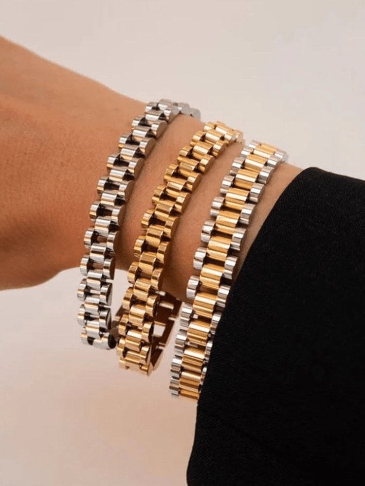 Bracelet maillons acier élégant flamme