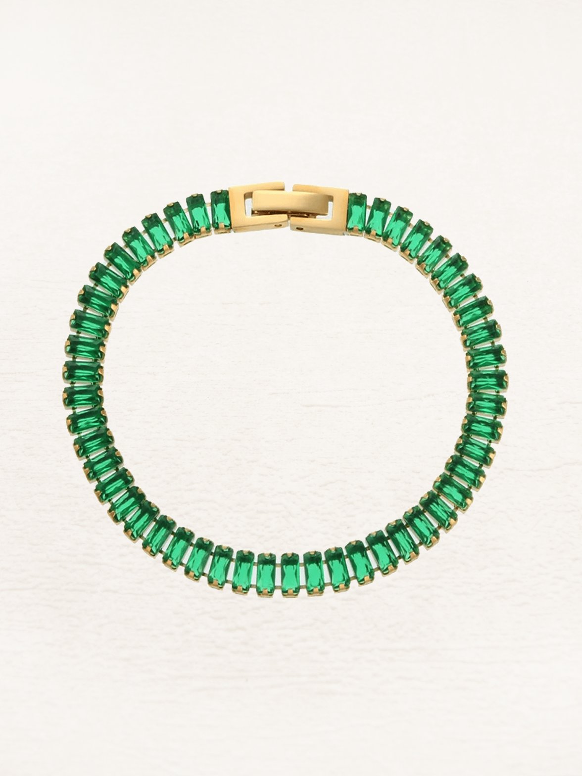 Bracelet tennis cristaux verts vue frontale splendide