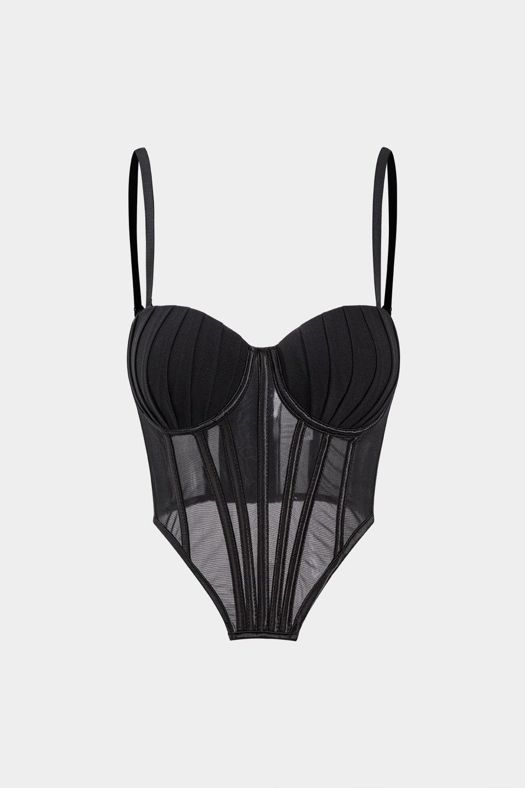 Bustier corset noir en dentelle et mesh - Passion