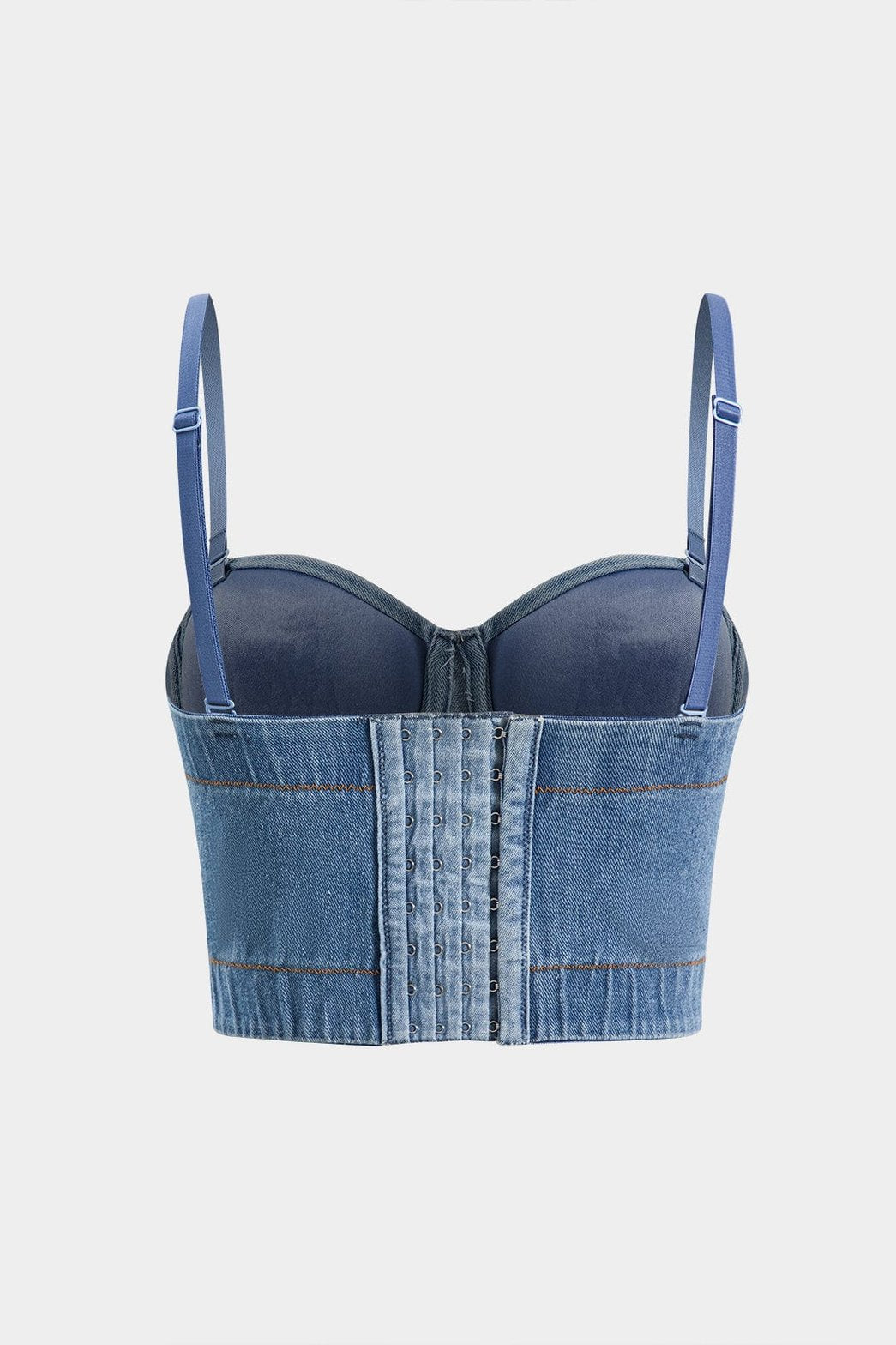 Bustier denim brodé vue de côté étoile