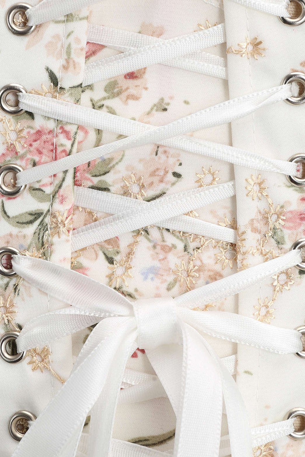 Bustier jacquard fleuri blanc détail tissu nuage