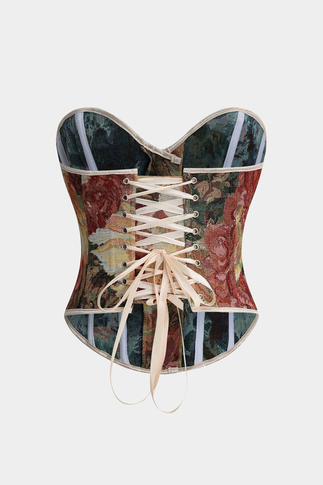 Bustier jacquard fleuri vue de dos élégance