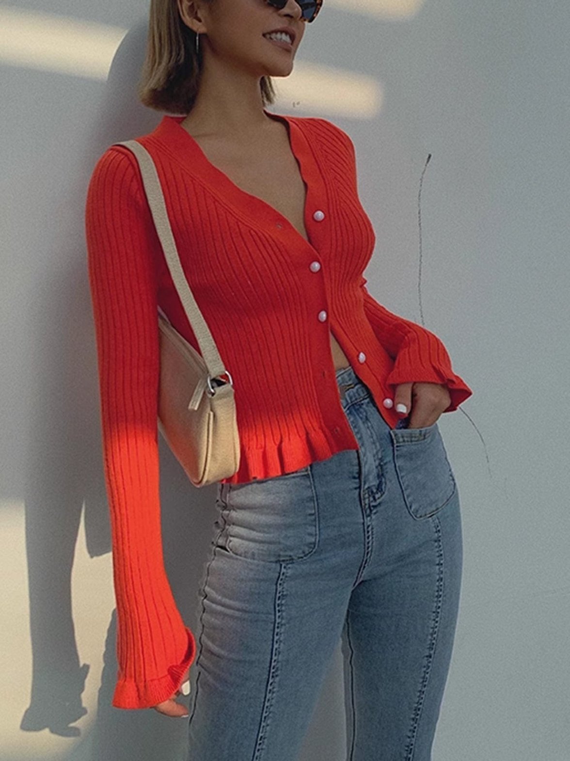 Cardigan moulant style casual nuage