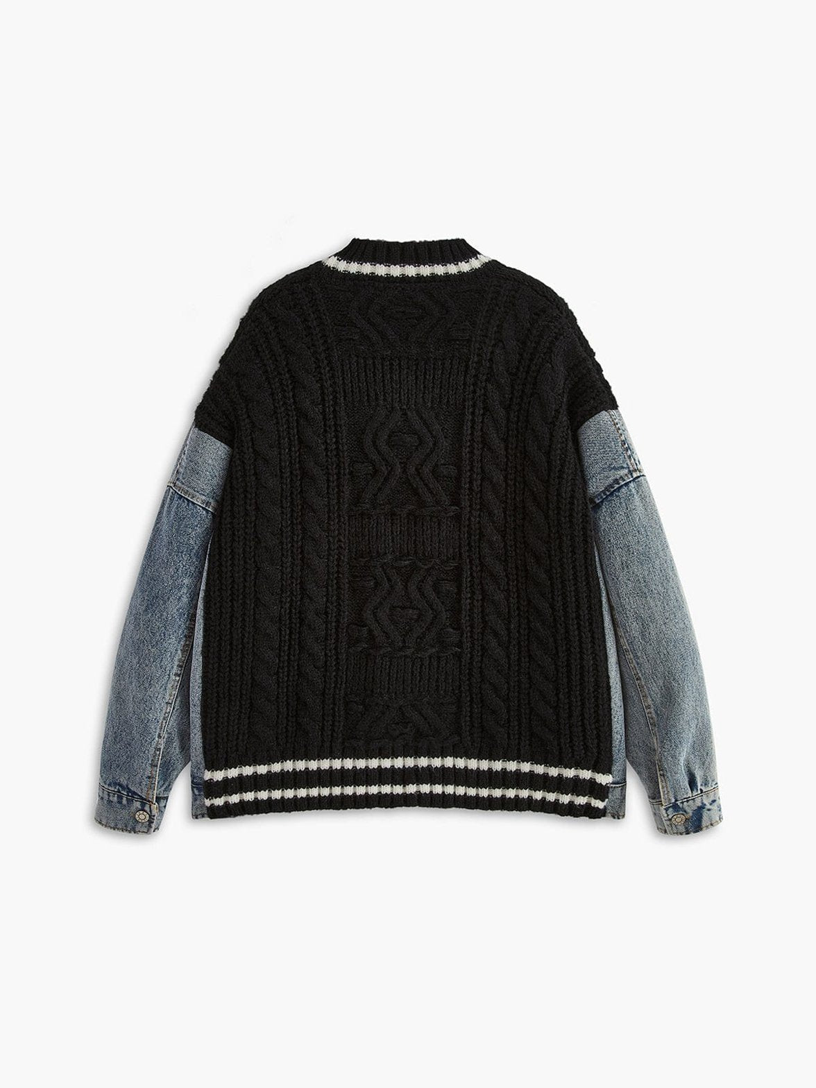 Cardigan laine et denim vue latérale liberté