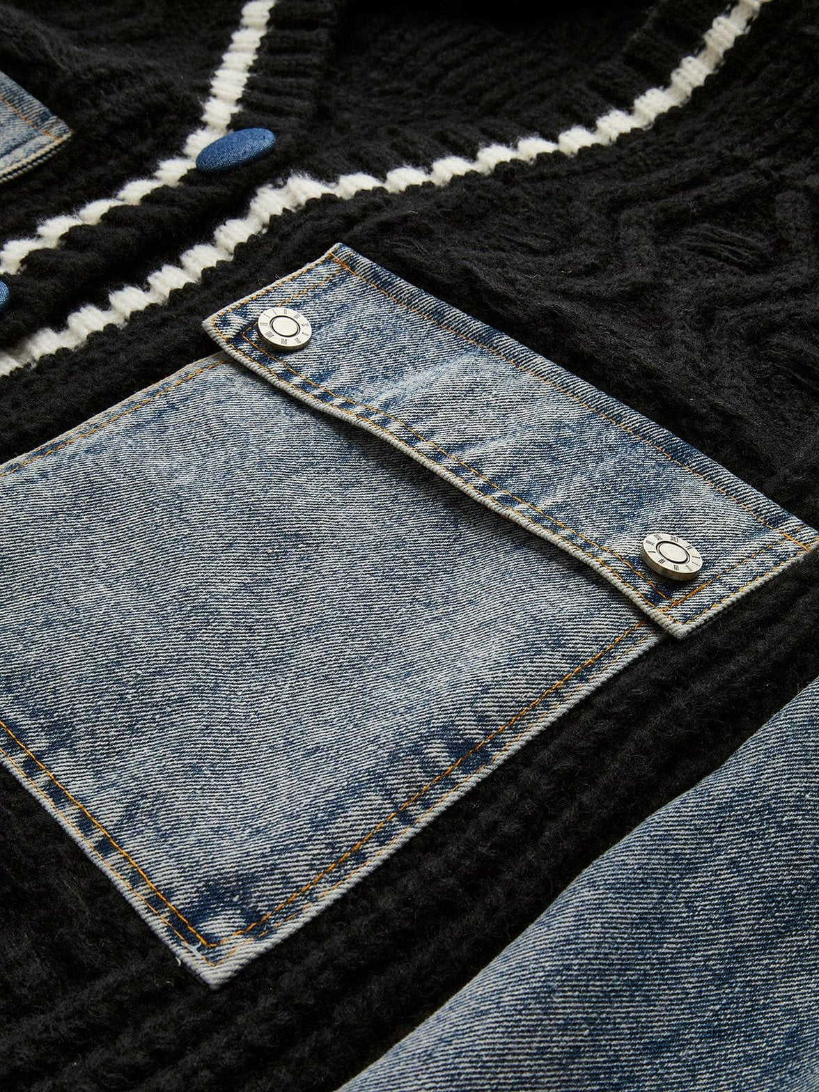 Cardigan bimatière vue de dos élégance