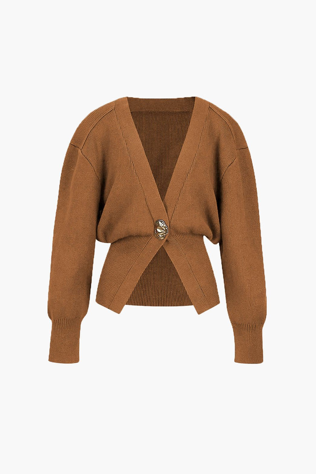 Cardigan Élégant Col V Marron