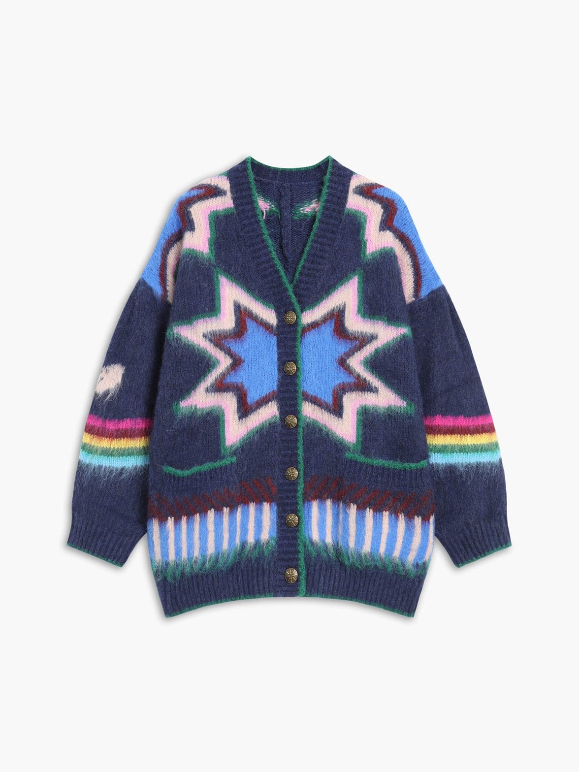 Cardigan motif étoile beige vue d'ensemble moderne