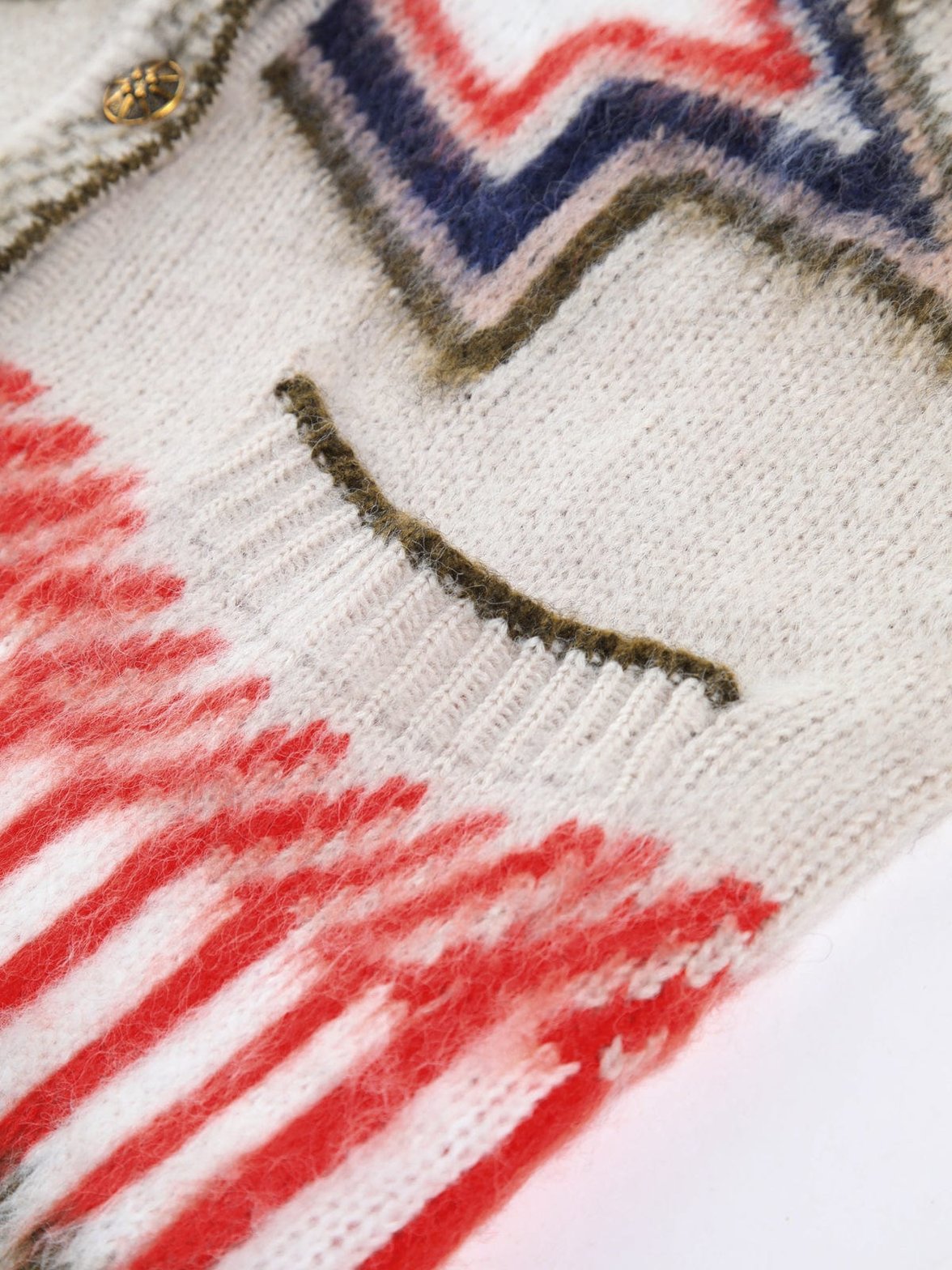 Cardigan motif étoile beige détail motif original