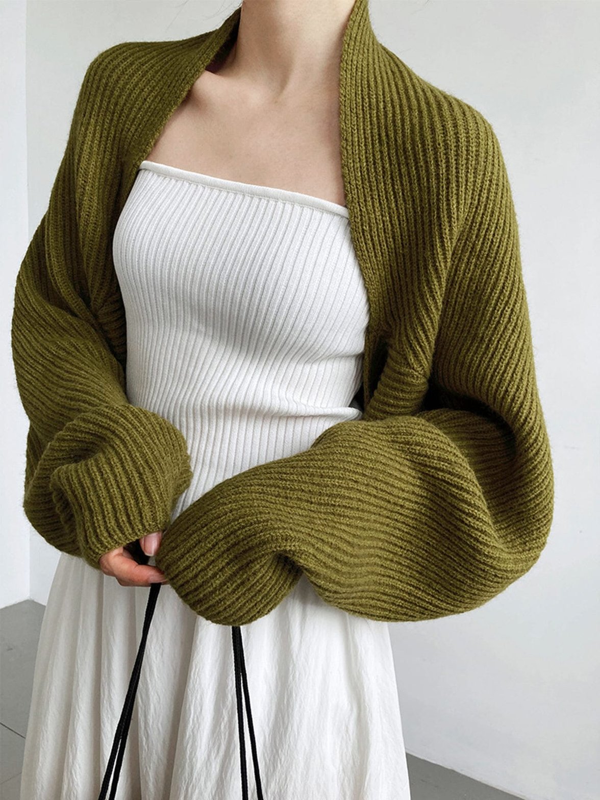 Cardigan vert olive oversize élégant soleil