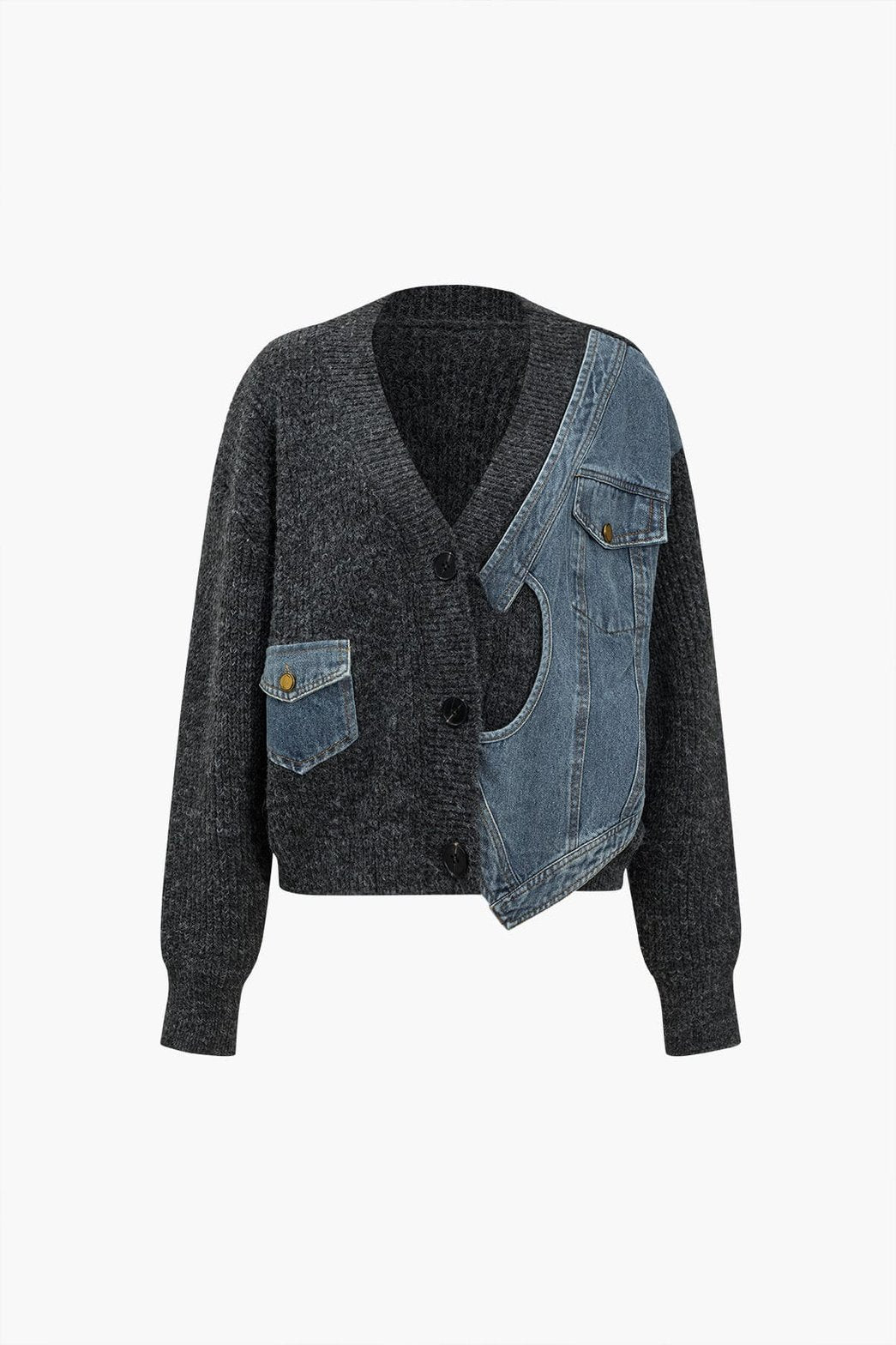 Cardigan oversize blanc et bleu denim nuage