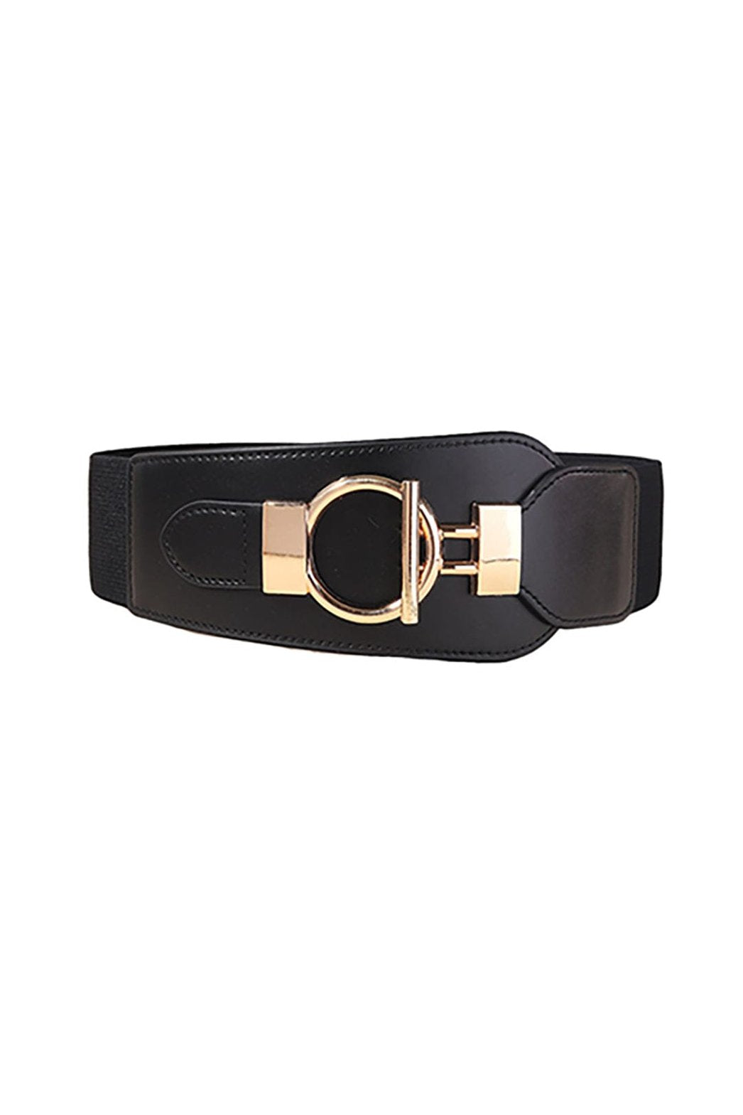 Ceinture corset noire avec fermoir métallique doré - Chic