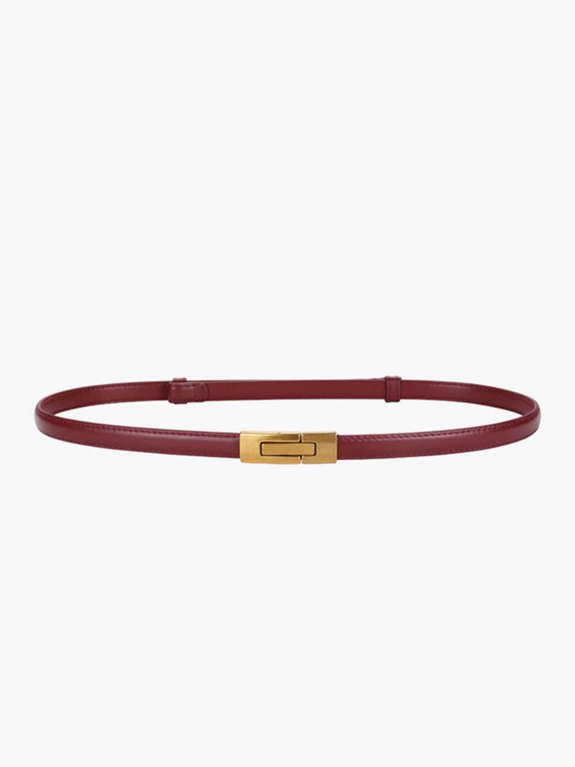 Ceinture fine bordeaux en cuir avec fermoir doré soleil