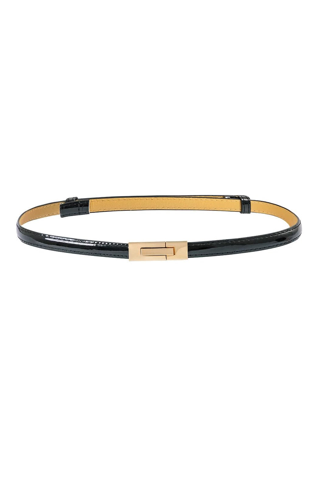 Ceinture fine métallisée noire vue de face papillon