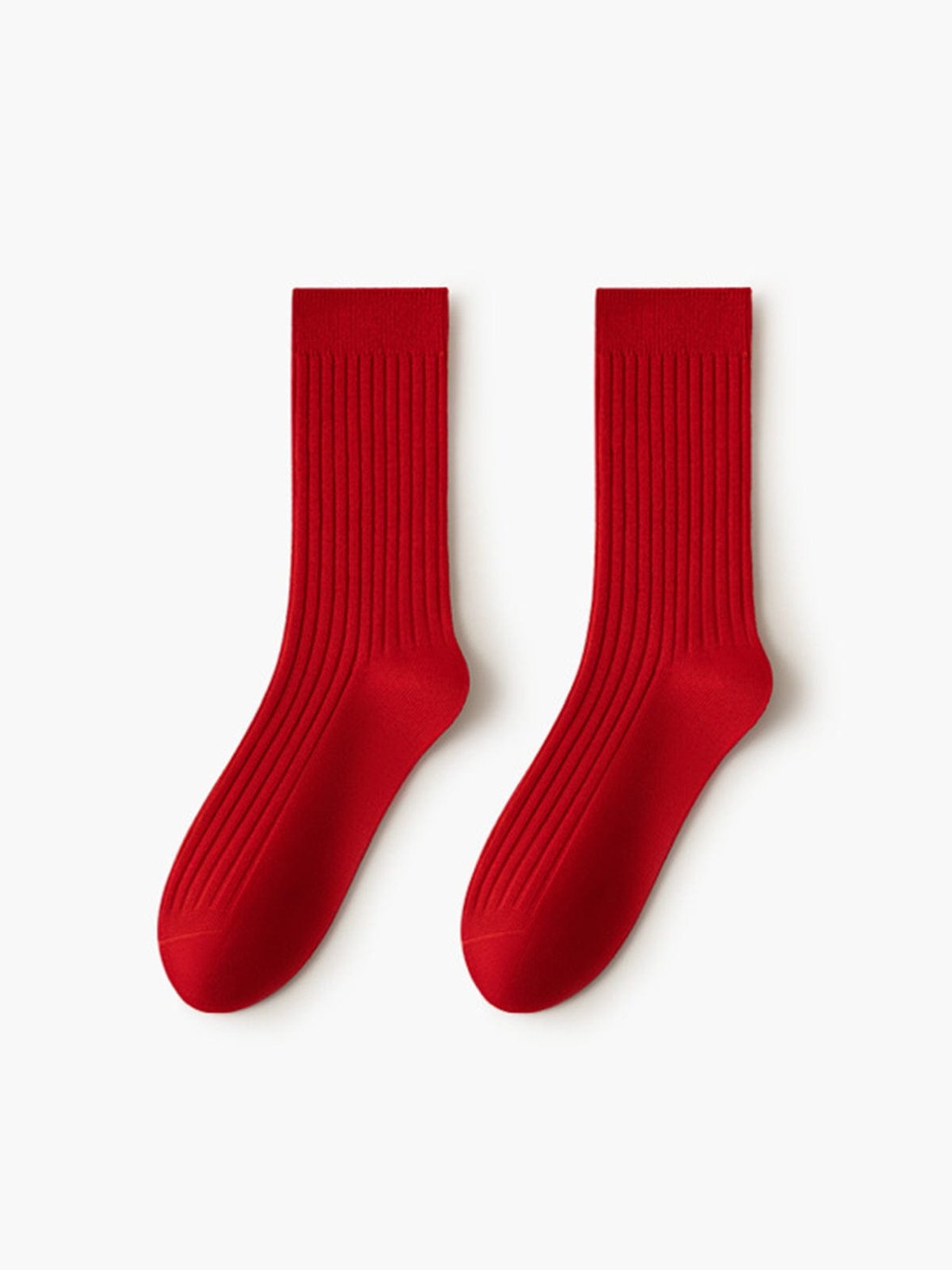 Chaussettes côtelées rouges mi-mollet douceur