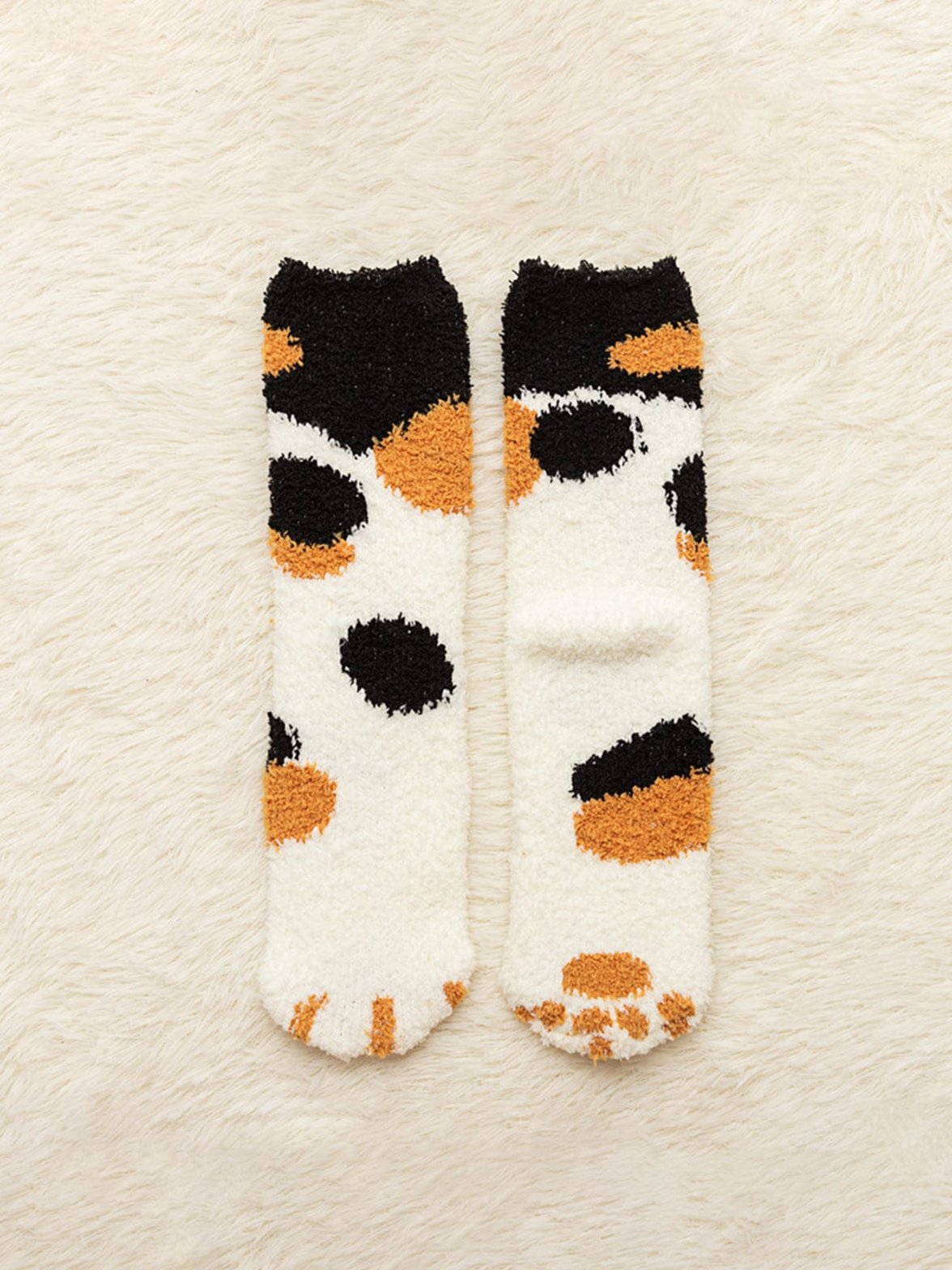 Chaussettes polaire motif pois doux cosy