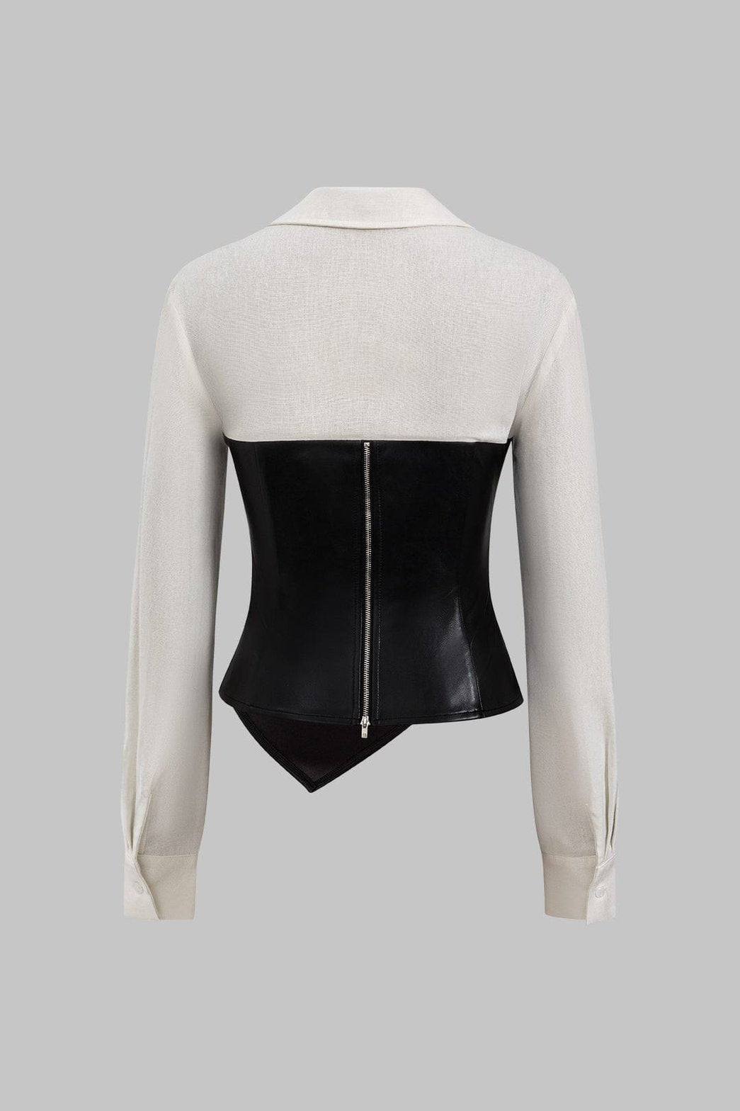 Chemise bimatière asymétrique vue dos élégance