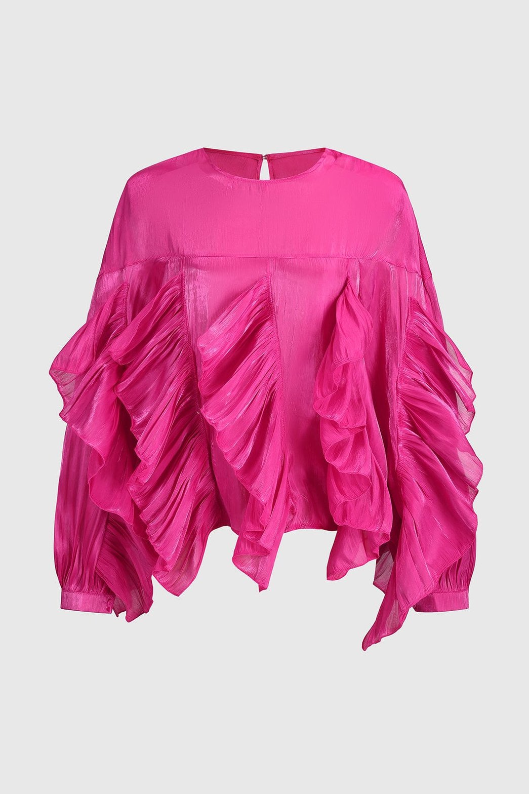 Chemise rose à volants élégante papillon