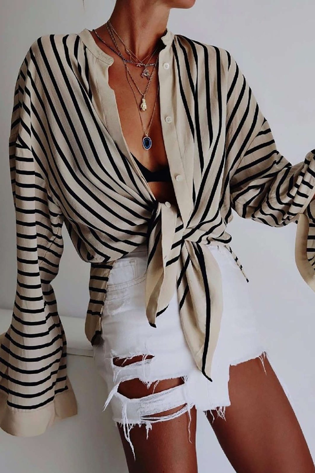 Chemise satin rayures graphiques sophistication