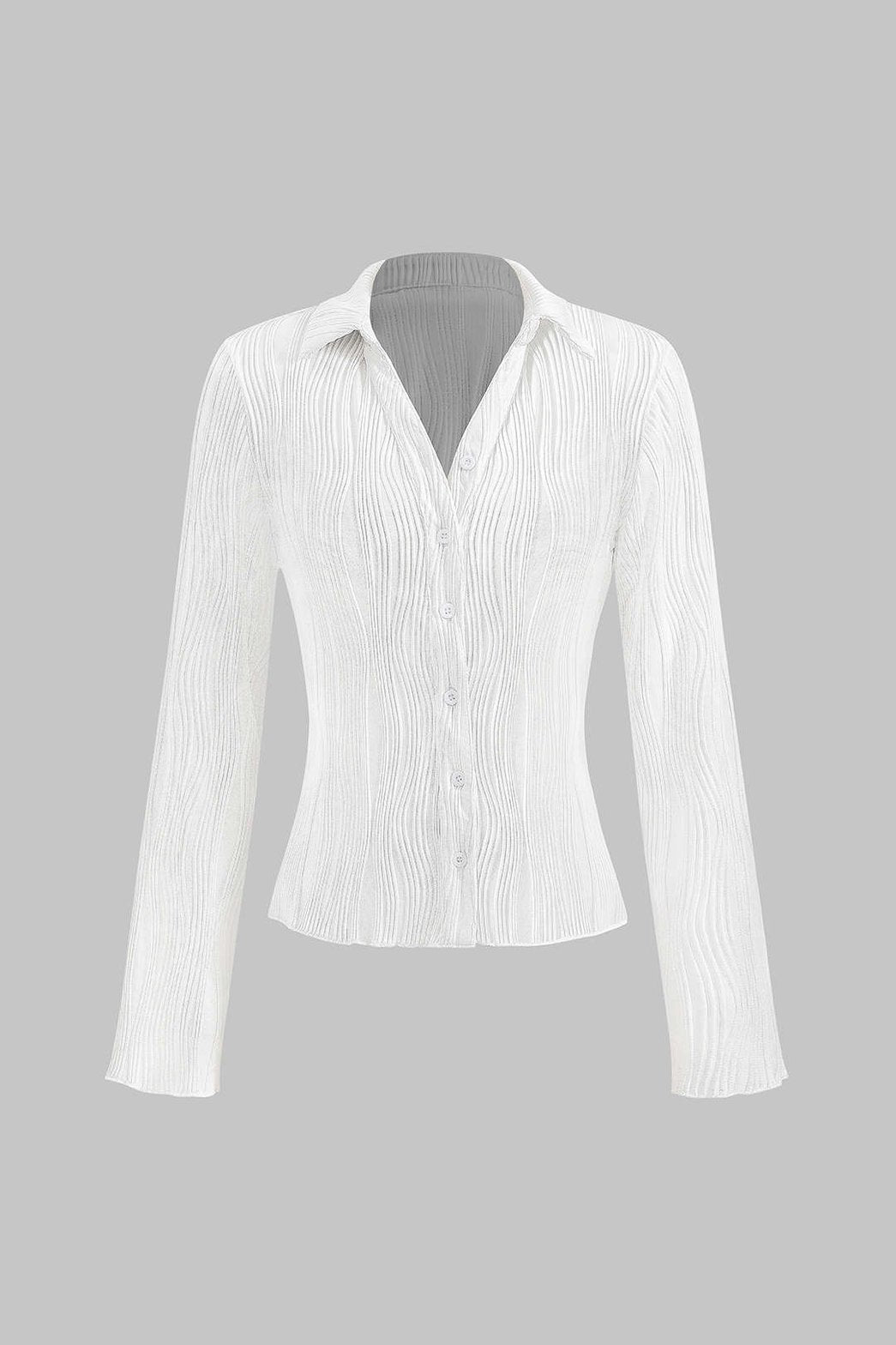 Chemise texturée blanche ajustée vue de face soleil