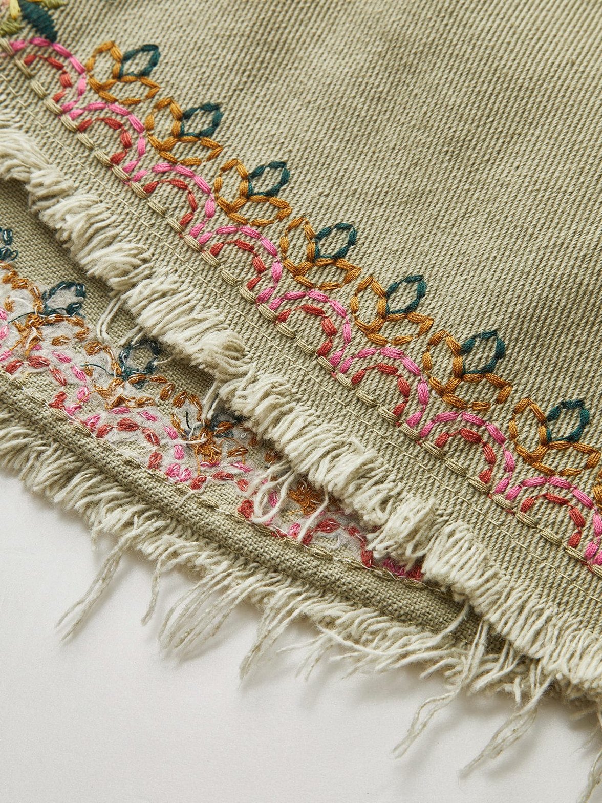 Chemisier bohème vert détail col brodé étoile