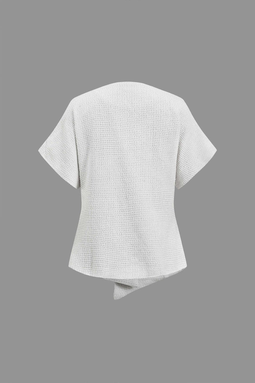 Chemisier blanc détail col V lune