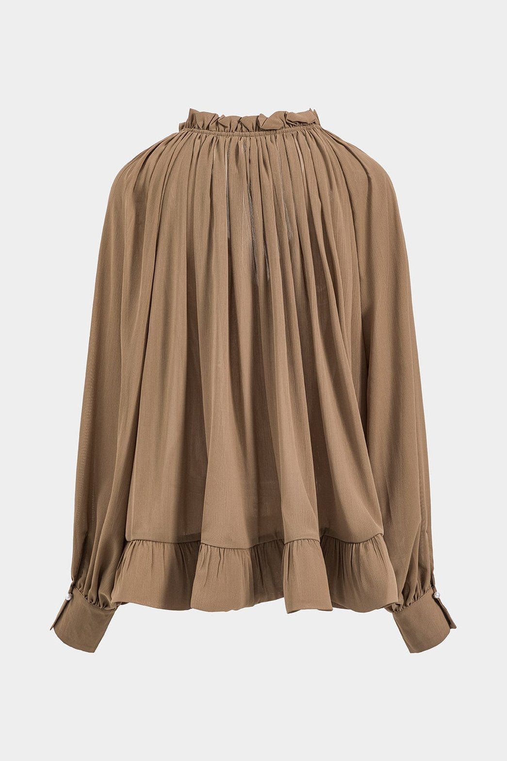 Chemisier plissé beige détail col harmonie