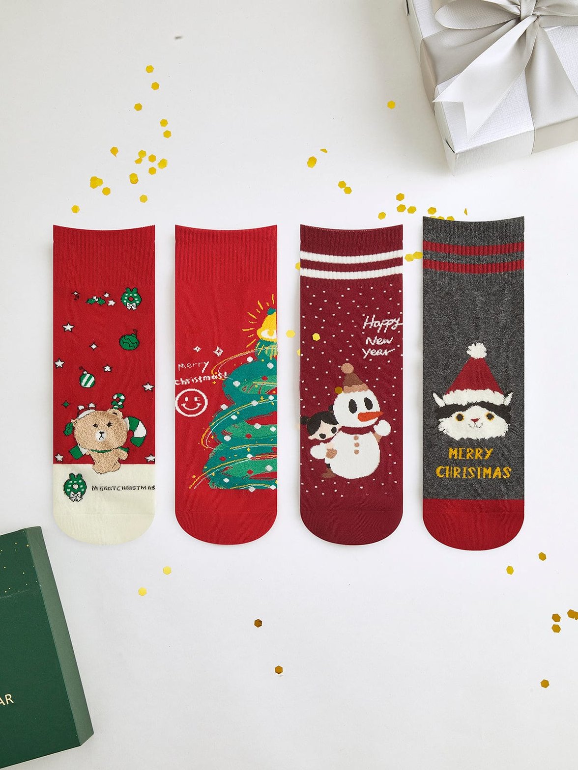 Chaussettes de Noël motif ours doux