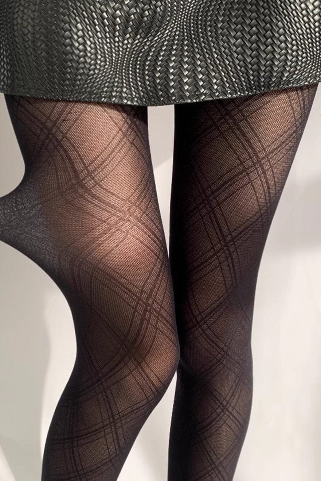 Collants motif carreaux élégants vue de face velours