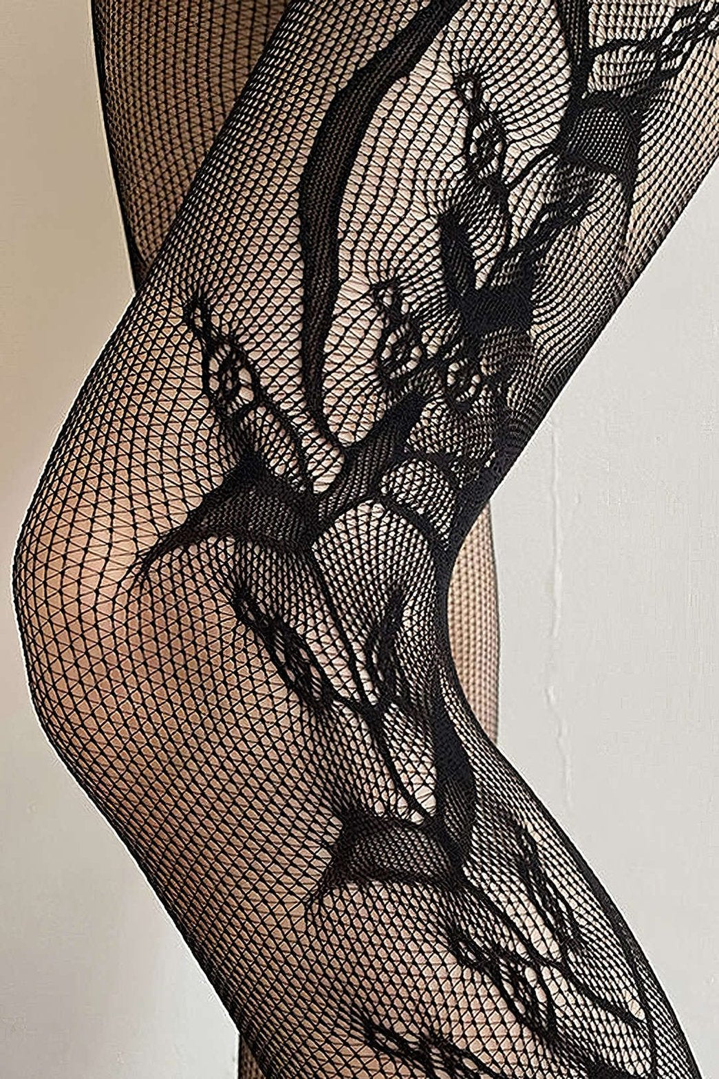 Collants résille motif noir soie
