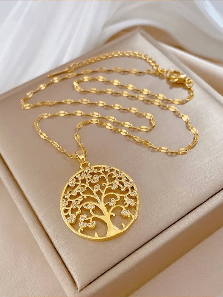 Détail pendentif arbre de vie zircon doré crystal