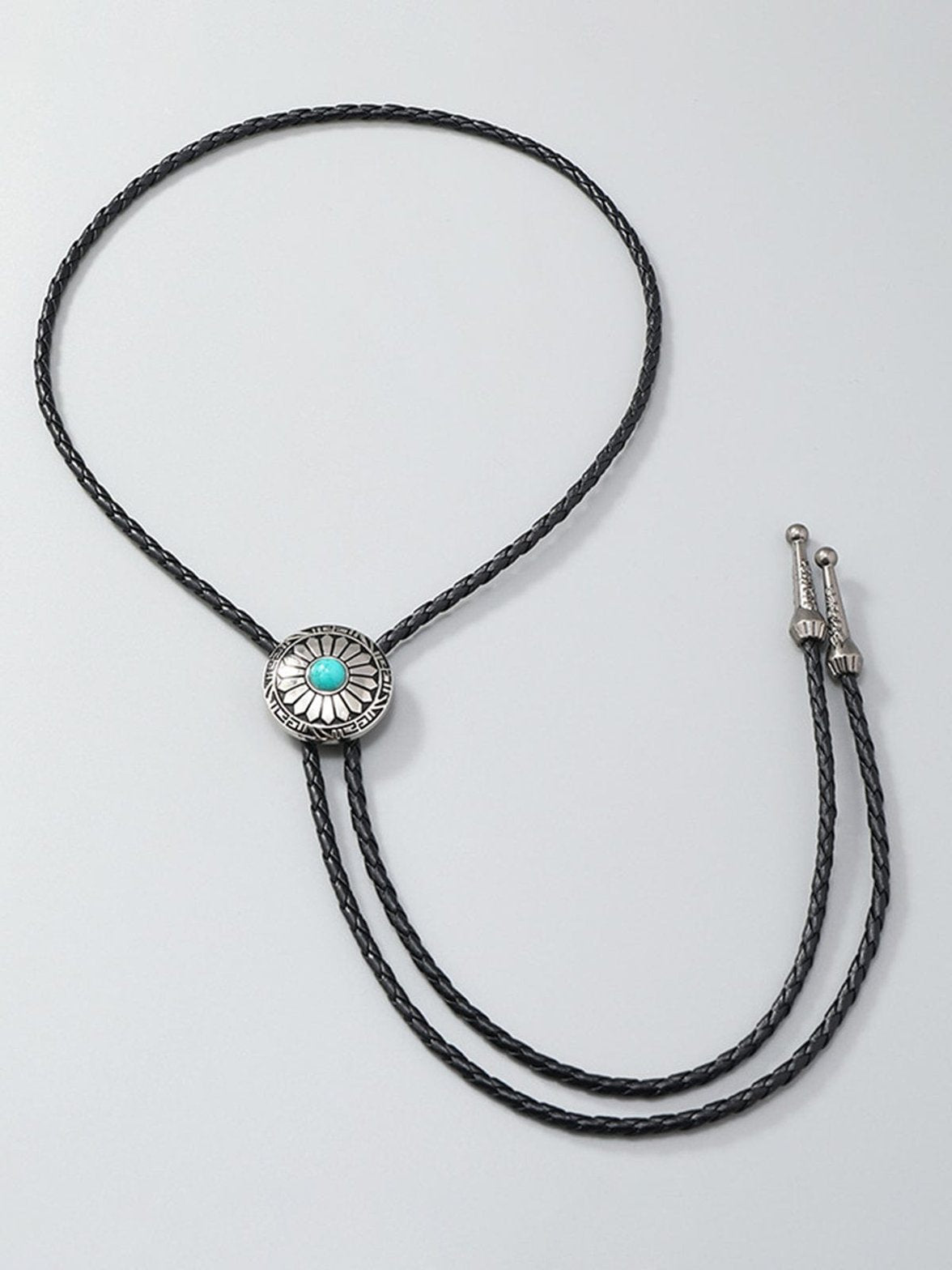 Collier bolo turquoise style western soleil