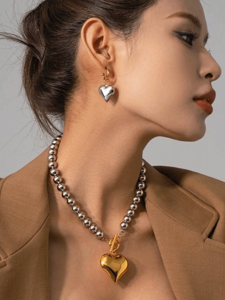 Détail pendentif cœur chunky scintillant