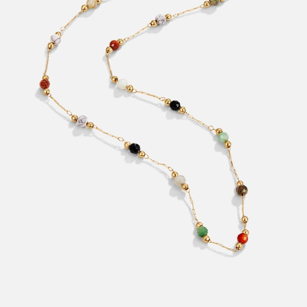 Collier pierres multicolores élégant soleil