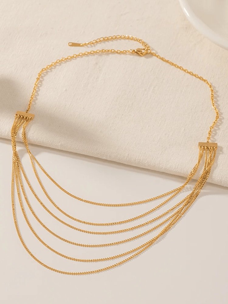 Collier doré six rangs cascade soleil