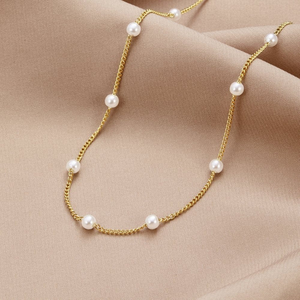 Collier perles or élégant douceur