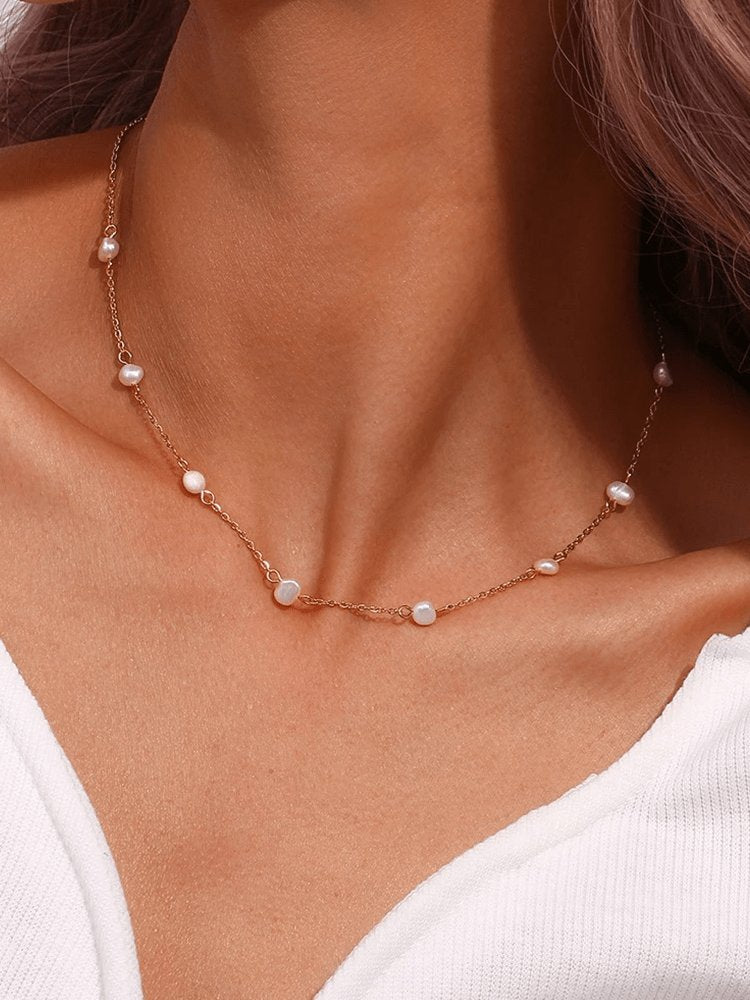 Collier perles naturelles or élégant doux