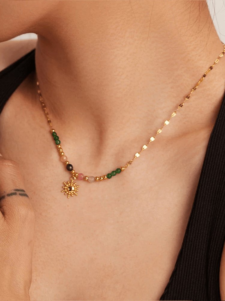 Collier pierre naturelle plaqué or douceur