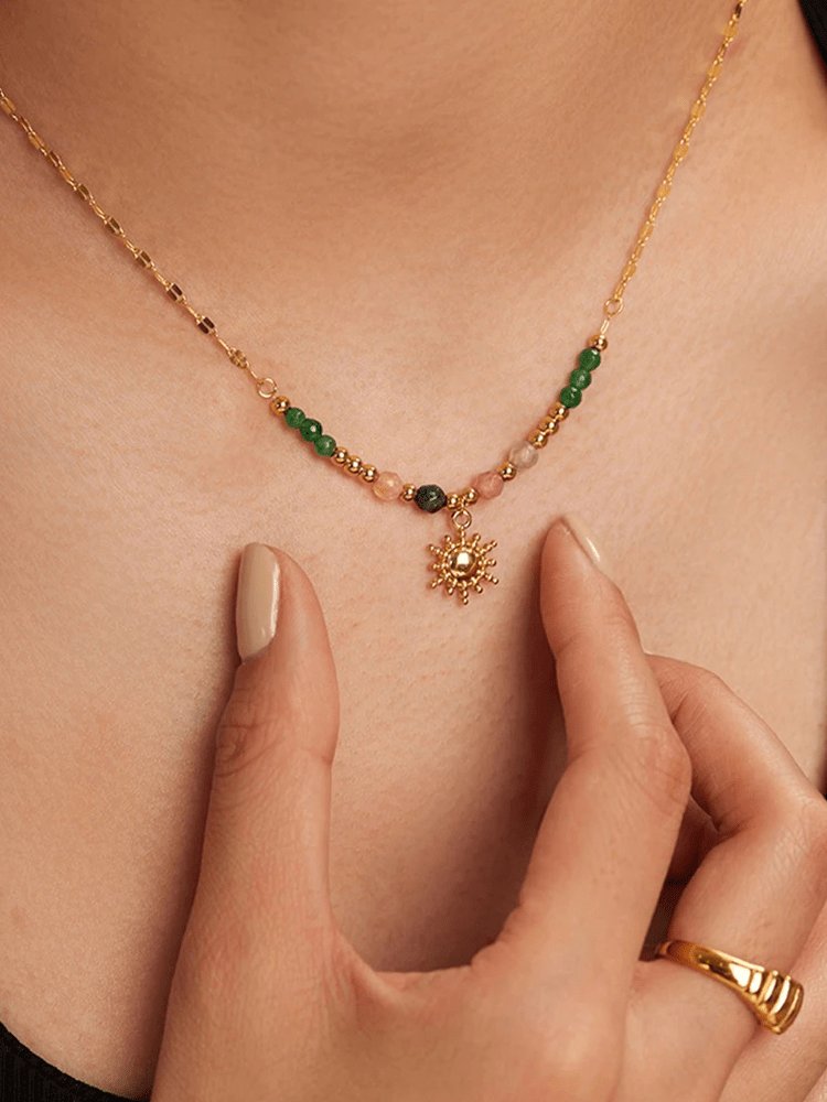 Collier bohème pierre naturelle or harmonie