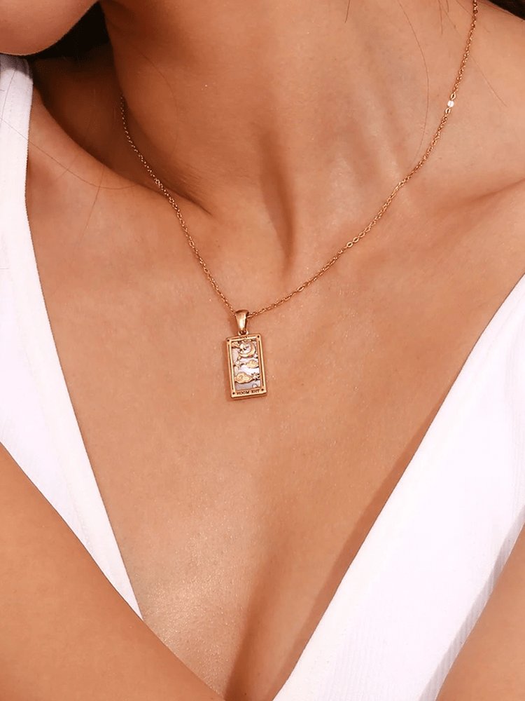 Pendentif carte tarot luna détaillé - cristal