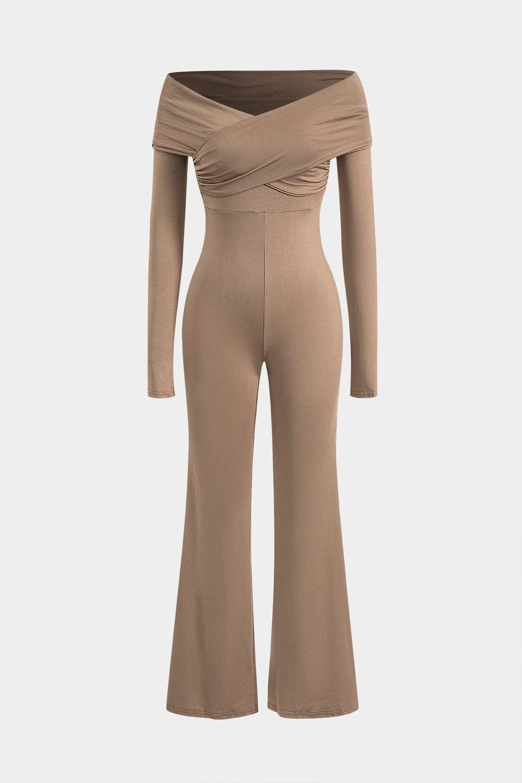 Combinaison drapée beige vue de dos grâce