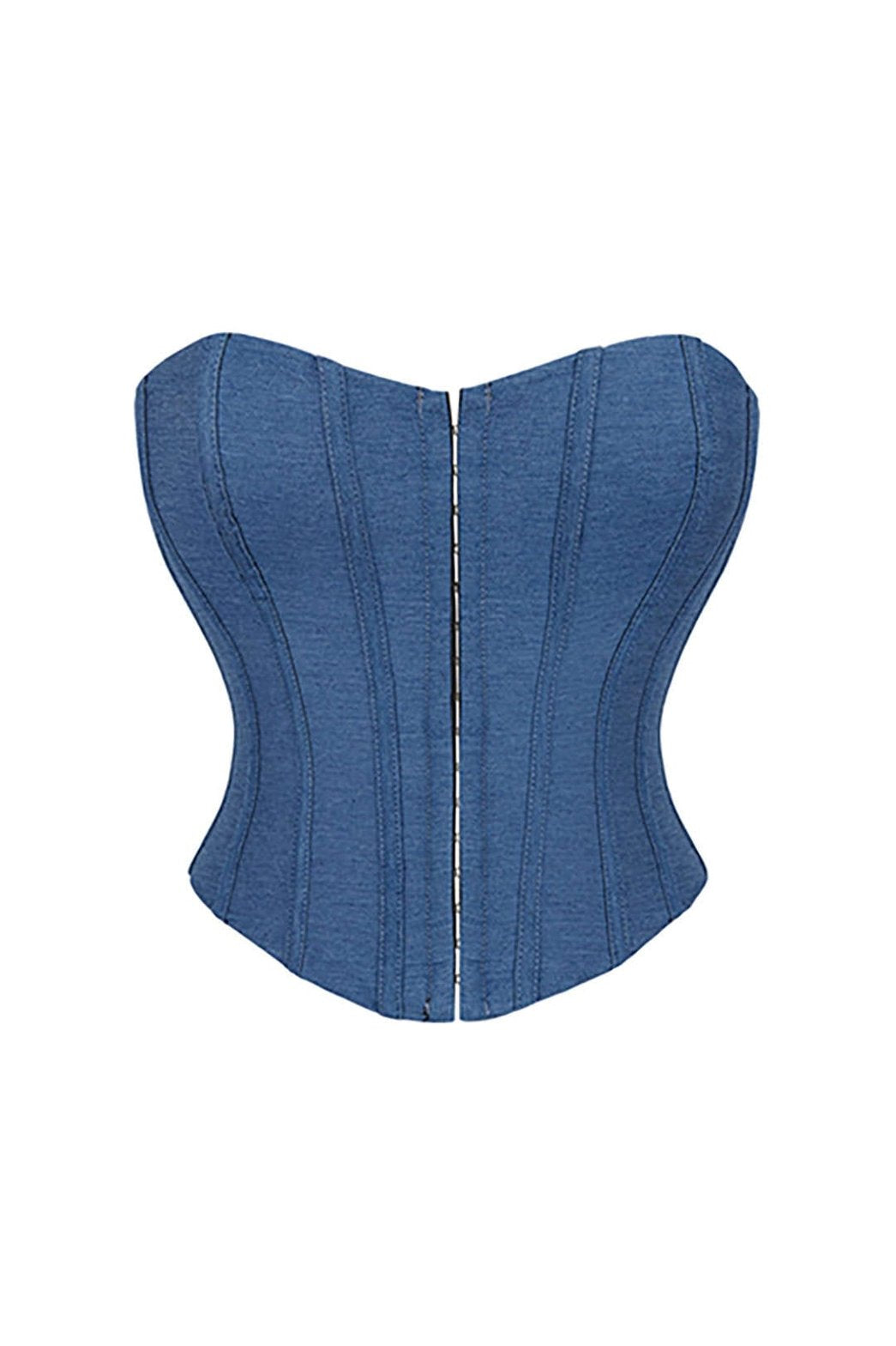 Corset en jean délavé coupe ajustée style urbain sunny