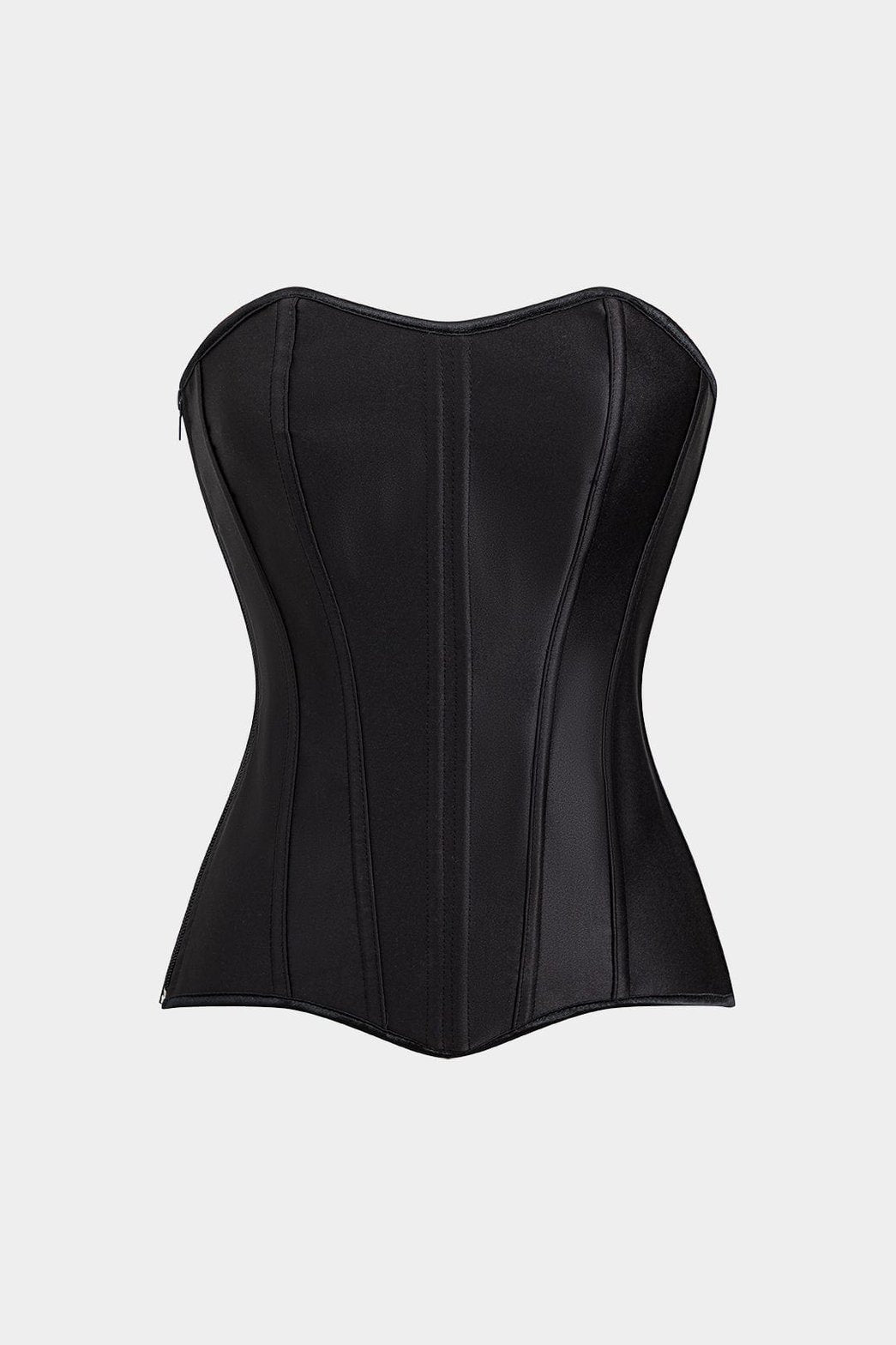 Corset bustier satiné noir vue de face étoile