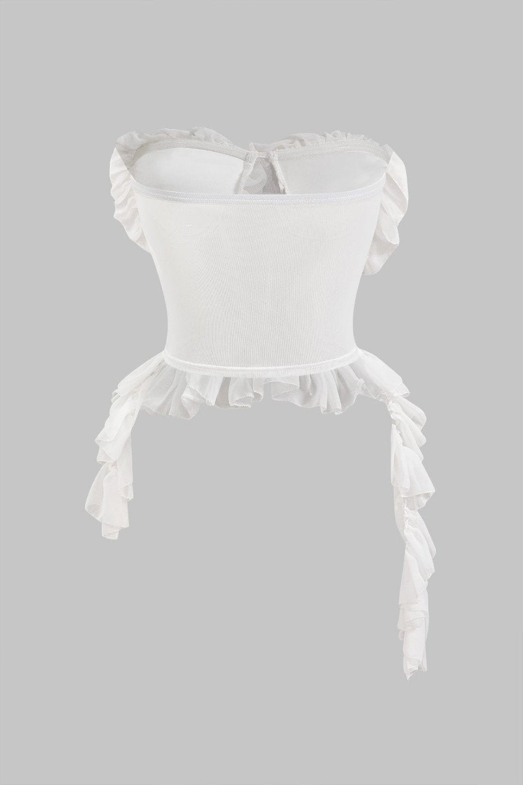 Corset satin blanc vue de dos - Élégance