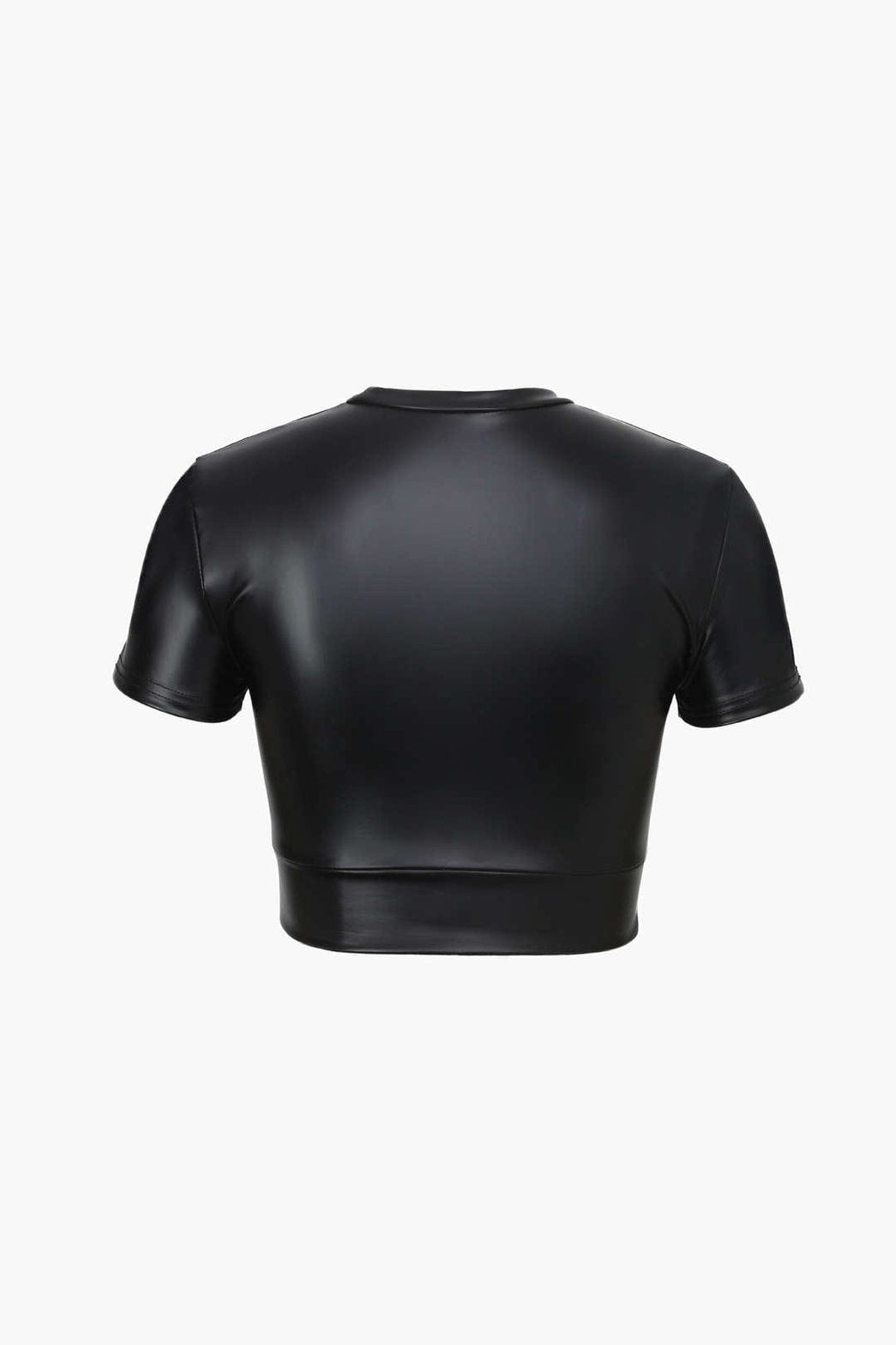 t-shirt court simili cuir noir chic rainbow