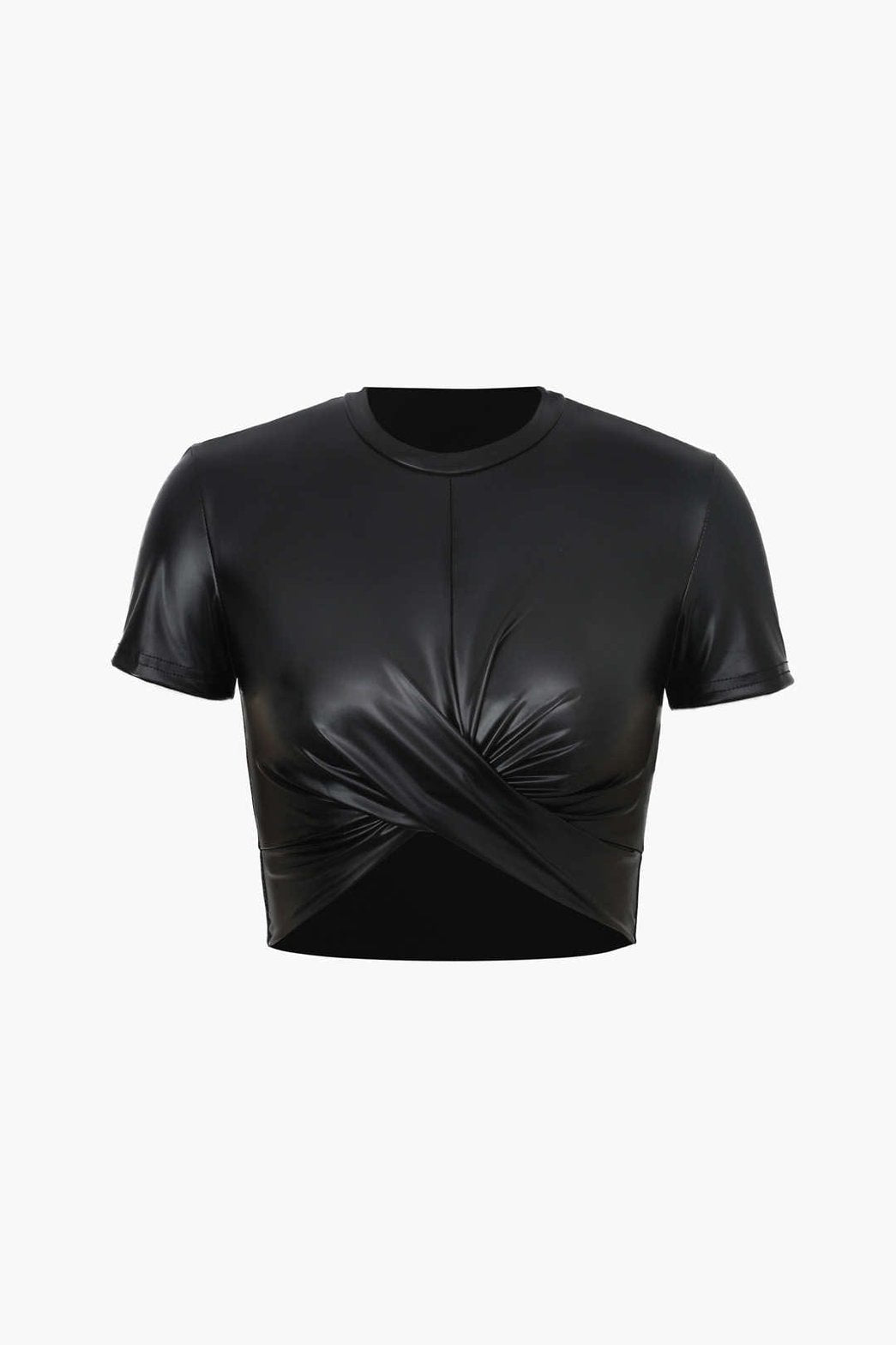 crop top effet cuir noir élégant starlight