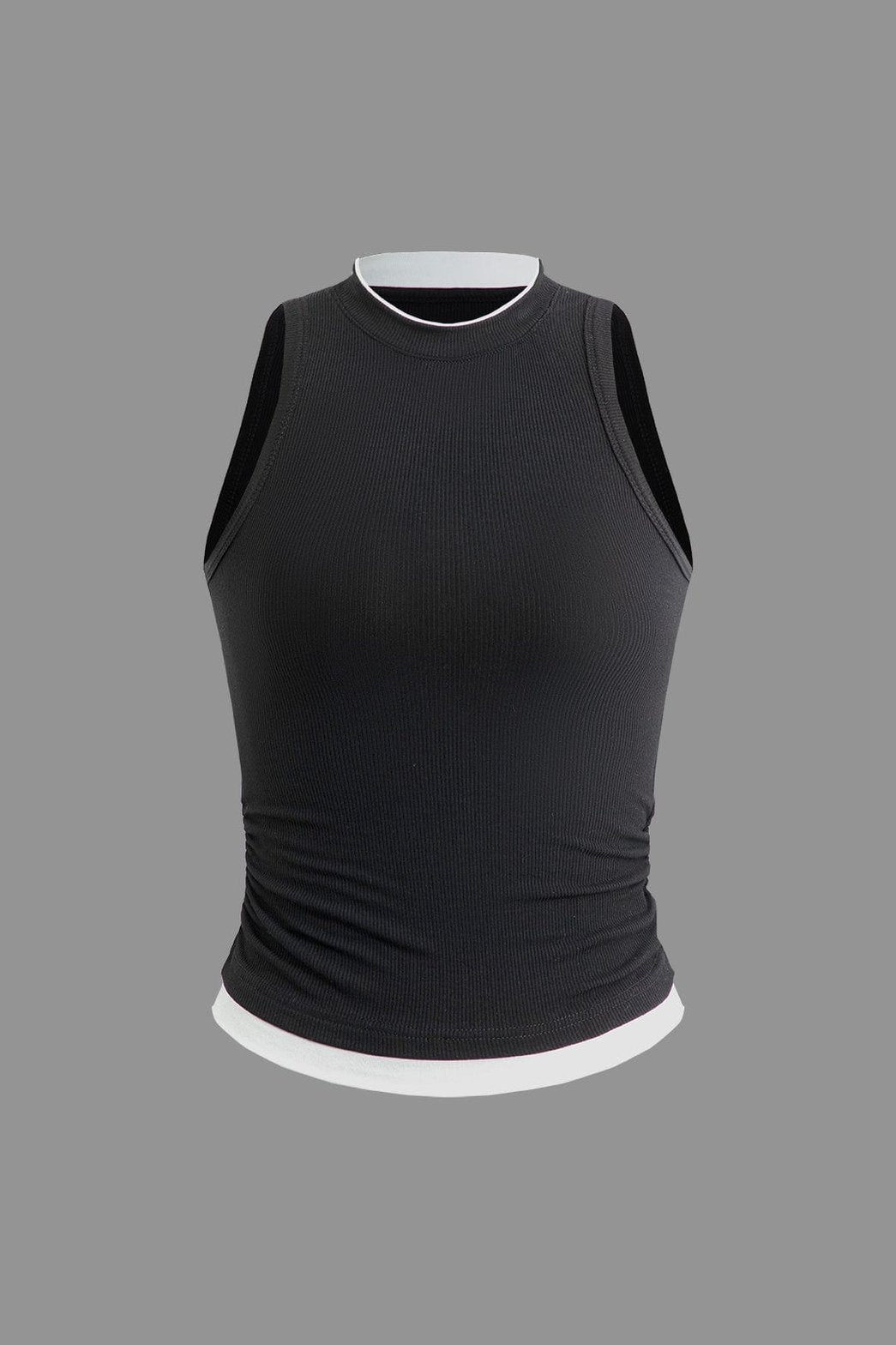 Débardeur côtelé bicolore noir et blanc vue de face - Harmonie