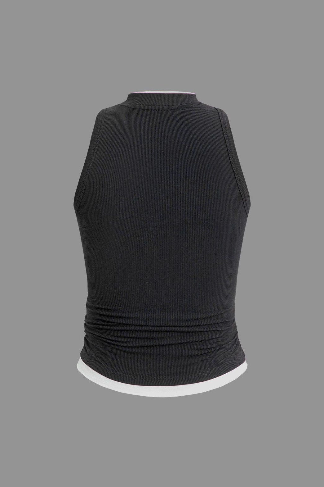 Débardeur côtelé bicolore noir et blanc vue de dos - Élégance