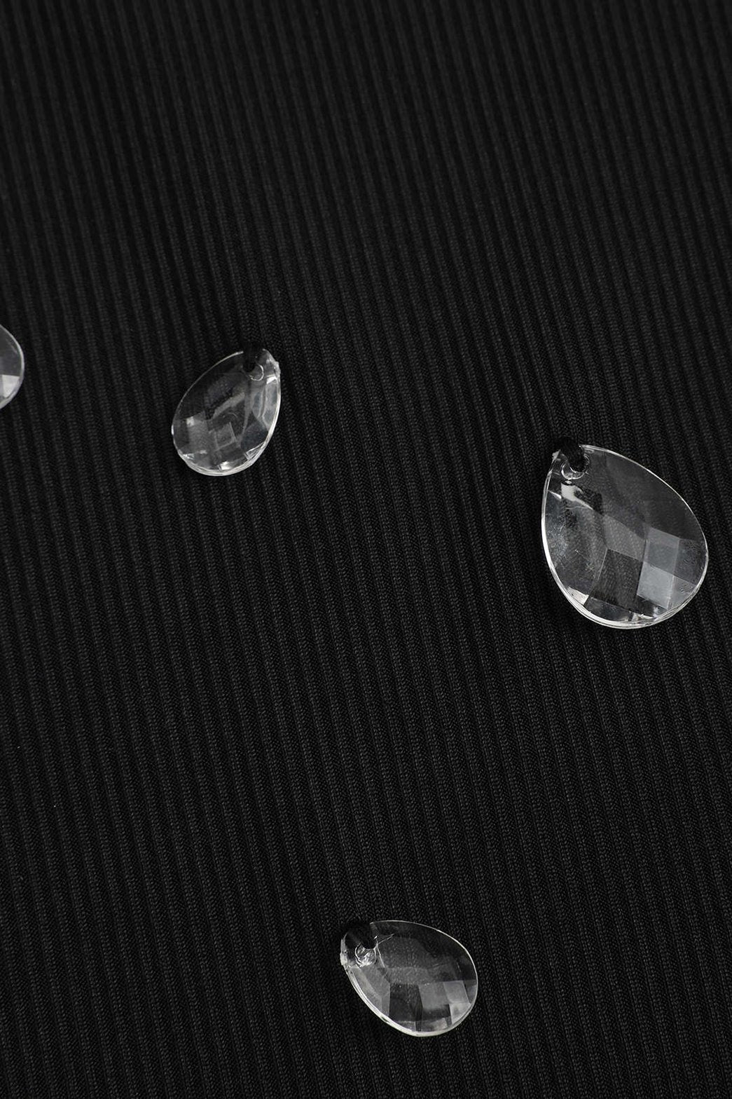 Débardeur noir à strass vue de côté soleil